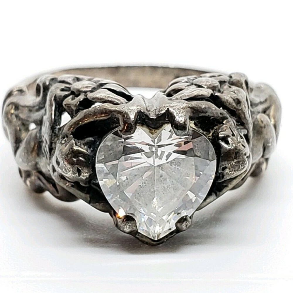 Vintage KABANA Sterling Silver Heart / Cherub Ring